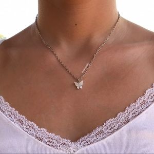 White Butterfly Necklace